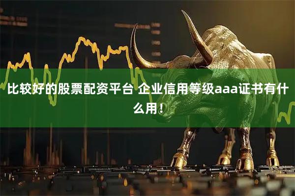 比较好的股票配资平台 企业信用等级aaa证书有什么用！